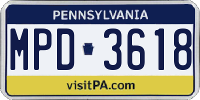 PA license plate MPD3618