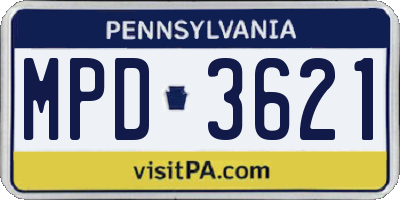PA license plate MPD3621