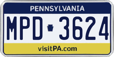PA license plate MPD3624