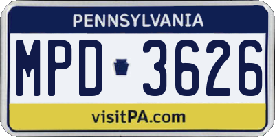 PA license plate MPD3626