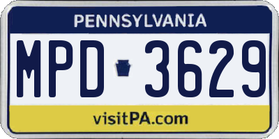 PA license plate MPD3629