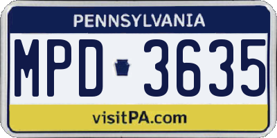 PA license plate MPD3635