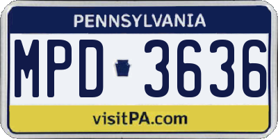 PA license plate MPD3636