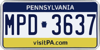PA license plate MPD3637