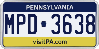PA license plate MPD3638