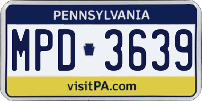 PA license plate MPD3639