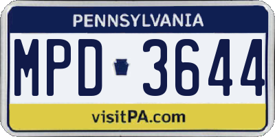 PA license plate MPD3644