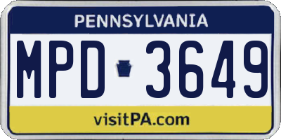 PA license plate MPD3649