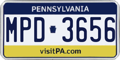PA license plate MPD3656