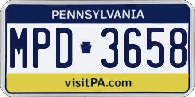 PA license plate MPD3658