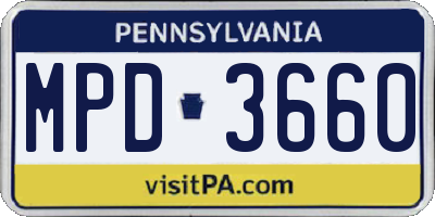 PA license plate MPD3660