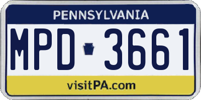 PA license plate MPD3661