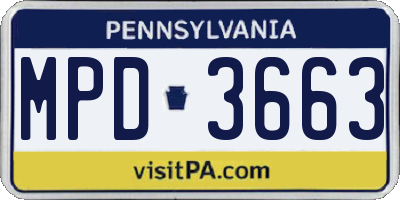 PA license plate MPD3663