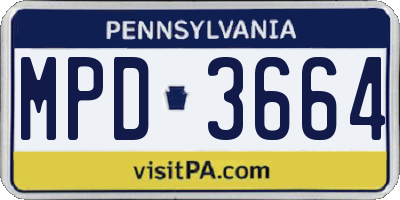 PA license plate MPD3664