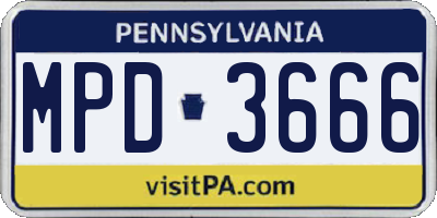 PA license plate MPD3666