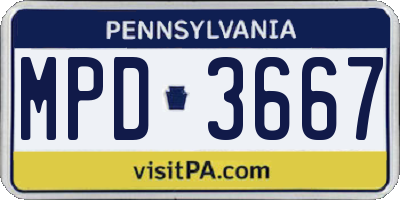 PA license plate MPD3667
