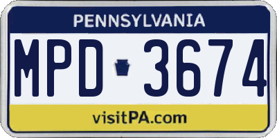 PA license plate MPD3674