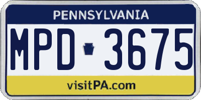 PA license plate MPD3675