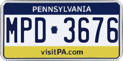 PA license plate MPD3676