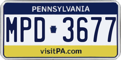 PA license plate MPD3677