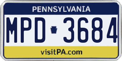 PA license plate MPD3684