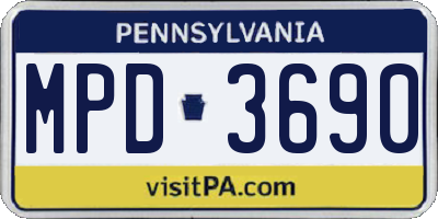 PA license plate MPD3690