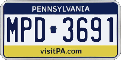 PA license plate MPD3691