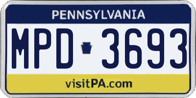 PA license plate MPD3693