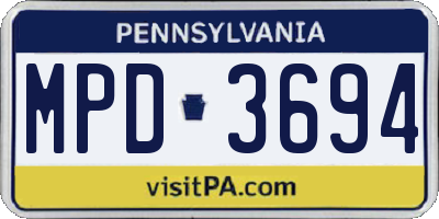 PA license plate MPD3694
