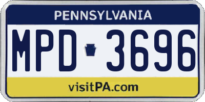 PA license plate MPD3696