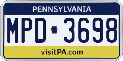 PA license plate MPD3698