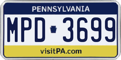 PA license plate MPD3699