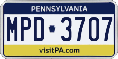 PA license plate MPD3707
