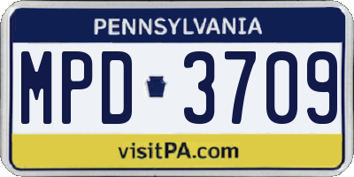 PA license plate MPD3709