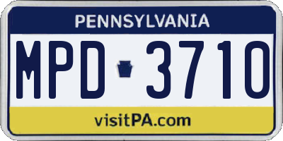 PA license plate MPD3710