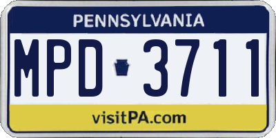 PA license plate MPD3711