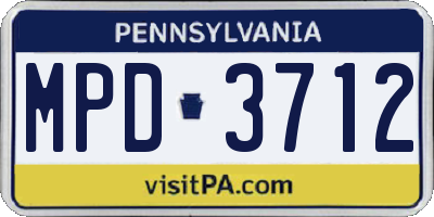 PA license plate MPD3712