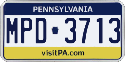 PA license plate MPD3713
