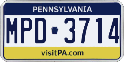 PA license plate MPD3714