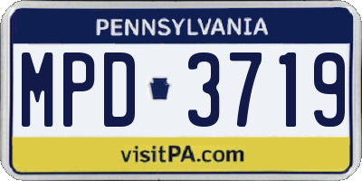 PA license plate MPD3719