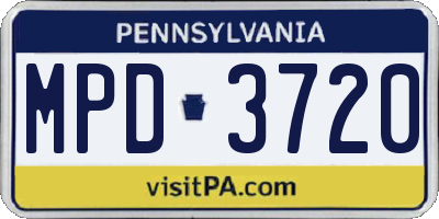 PA license plate MPD3720