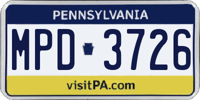 PA license plate MPD3726