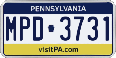 PA license plate MPD3731