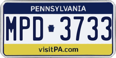 PA license plate MPD3733