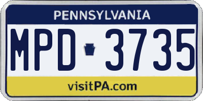PA license plate MPD3735