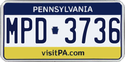 PA license plate MPD3736