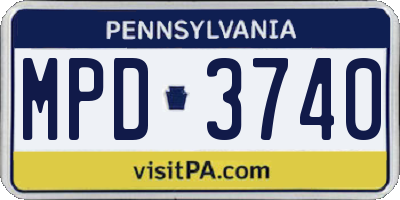 PA license plate MPD3740