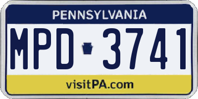 PA license plate MPD3741