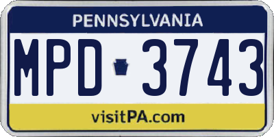 PA license plate MPD3743