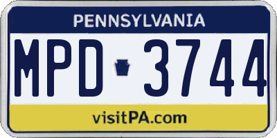 PA license plate MPD3744